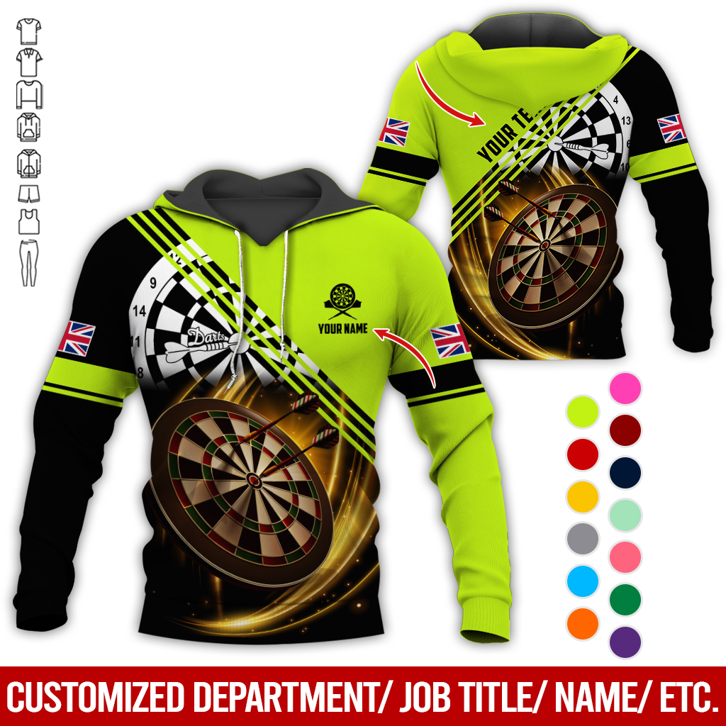 Customized Flag Darts Premium Hoodie, Personalized National Flag & Darts Pattern Hoodie For Men & Women, Perfect Gift For Darts Lovers, Friend, Family