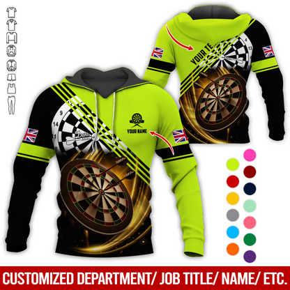 Customized Flag Darts Premium Hoodie, Personalized National Flag & Darts Pattern Hoodie For Men & Women, Perfect Gift For Darts Lovers, Friend, Family