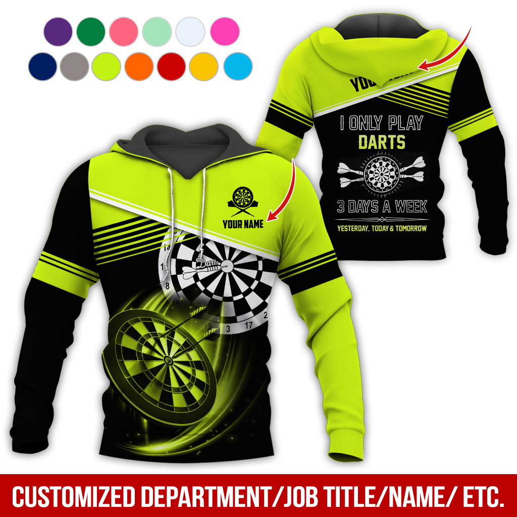 Customized Name & Text Darts Skull Premium Hoodie, I Only Play Darts 3 Days a Week Hoodie, Perfect Gift For Darts Lovers, Darts Player