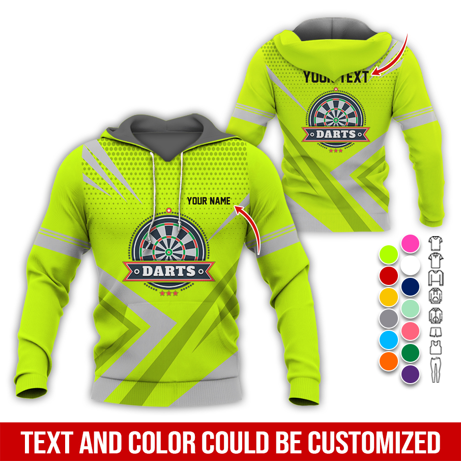 Personalized Name & Text Darts Premium Hoodie, 3 Star Darts Pattern Hoodie, Perfect Gift For Darts Lovers, Friend, Family