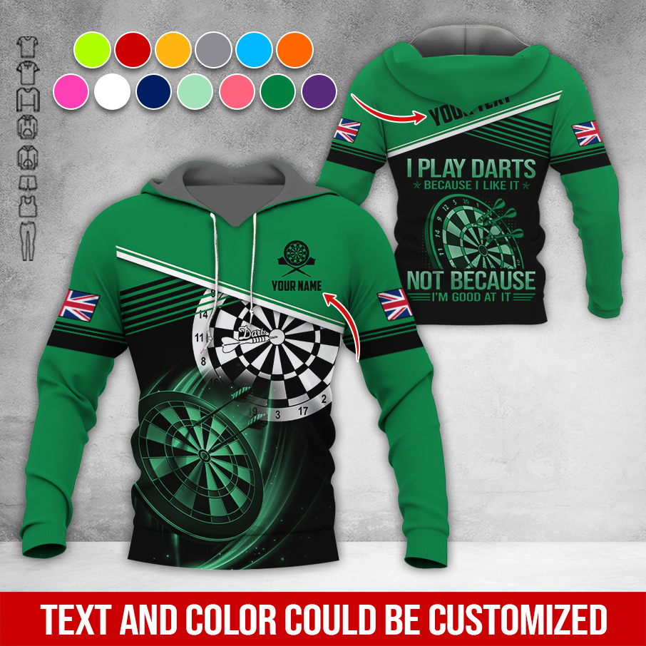 Customized Name & Text Darts Premium Hoodie, Custom National Flag, I Like Darts Hoodie For Men & Women, Perfect Gift For Darts Lovers, Darts Player