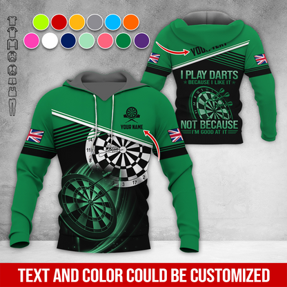 Customized Name & Text Darts Premium Hoodie, Custom National Flag, I Like Darts Hoodie For Men & Women, Perfect Gift For Darts Lovers, Darts Player