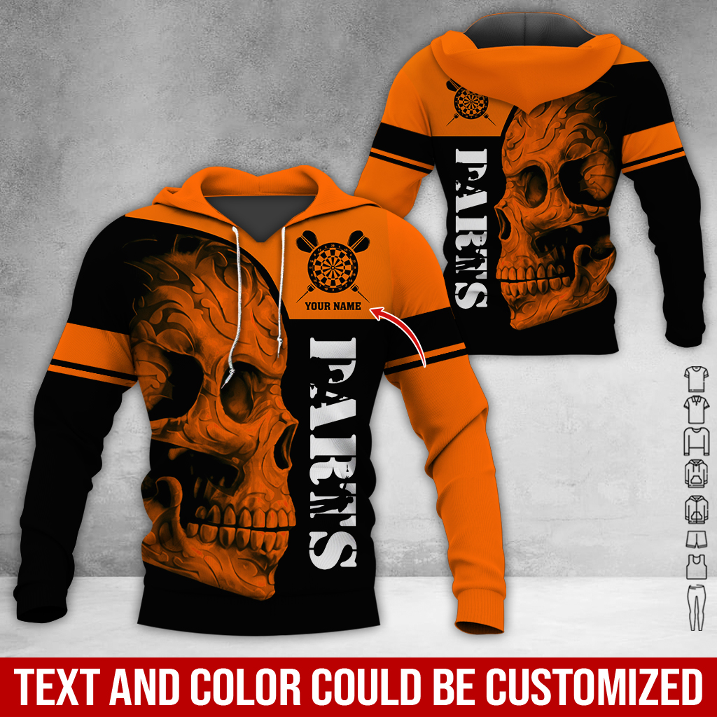 Personalized Darts Skull Premium Hoodie, Darts Pattern Hoodie For Men & Women, Perfect Gift For Darts Lovers, Friend, Family
