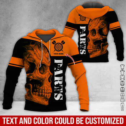 Personalized Darts Skull Premium Hoodie, Darts Pattern Hoodie For Men & Women, Perfect Gift For Darts Lovers, Friend, Family