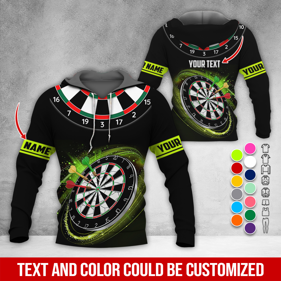 Customized Name & Text Darts Premium Hoodie, Black Pattern Darts Hoodie, Perfect Gift For Darts Lovers, Darts Player