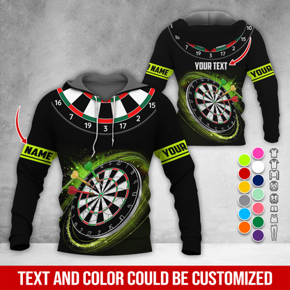 Customized Name & Text Darts Premium Hoodie, Black Pattern Darts Hoodie, Perfect Gift For Darts Lovers, Darts Player