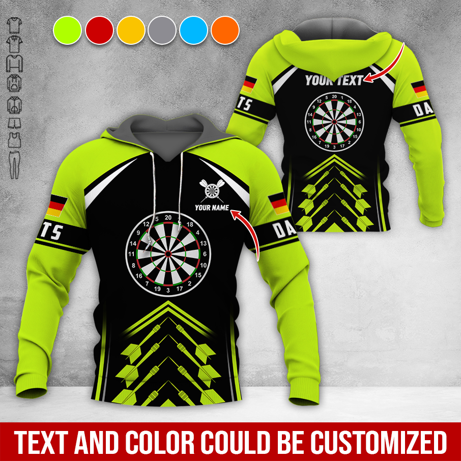 Customized Name & Text Darts Premium Hoodie, Custom Your Flag Darts Hoodie, Perfect Gift For Darts Lovers, Friend, Family