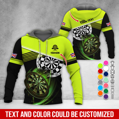 Customized Name & Text Darts Premium Hoodie, Custom Your Flag Hoodie, Perfect Gift For Darts Lovers, Friend, Family