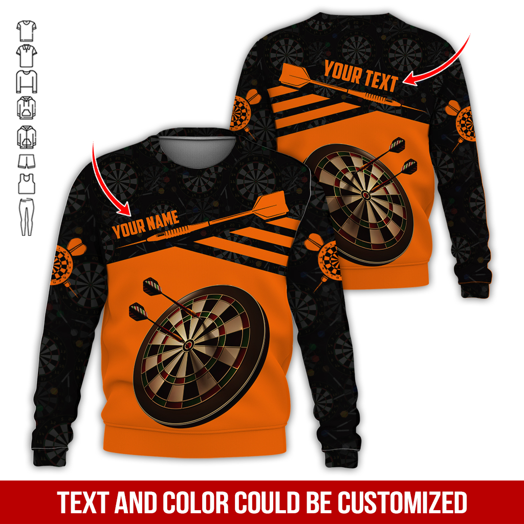 Customized Name Darts Sweatshirt, Custom Name Darts Shirts With Darts Pattern - Gift For Darts Lovers, Friend, Family