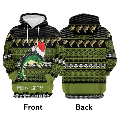 Fishing Premium Christmas Hoodie, Fishing Merry Fishmas Funny Unisex Hoodie For Men & Women - Perfect Gift For Christmas, Fishing Lover