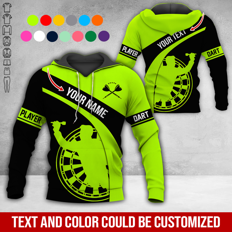 Customized Name & Text Darts Premium Hoodie, Darts Player Pattern Hoodie, Perfect Gift For Darts Lovers, Darts Player