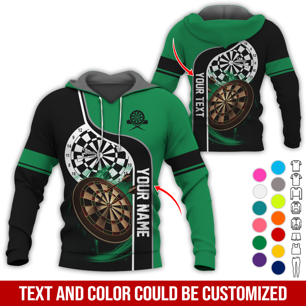 Customized Name & Text Darts Premium Hoodie, Darts Pattern Hoodie For Men & Women, Perfect Gift For Darts Lovers, Friend, Family
