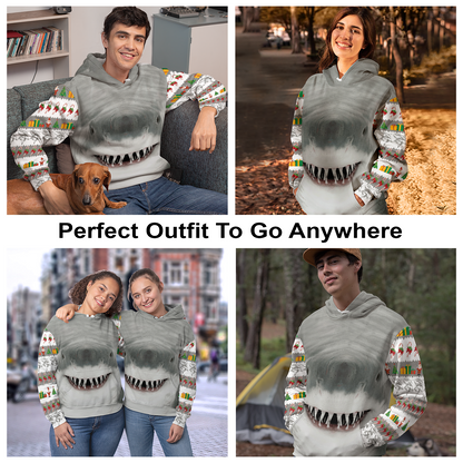 Shark Face Pullover Premium Hoodie, Perfect Outfit For Men And Women On Christmas New Year Autumn Winter