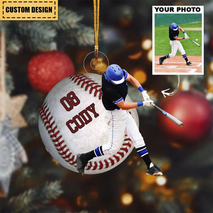 Custom Baseball Acrylic Ornament, Personalized Photo Baseball Player Acrylic Ornament- Perfert Gift For Baseball Team, Christmas, New Year