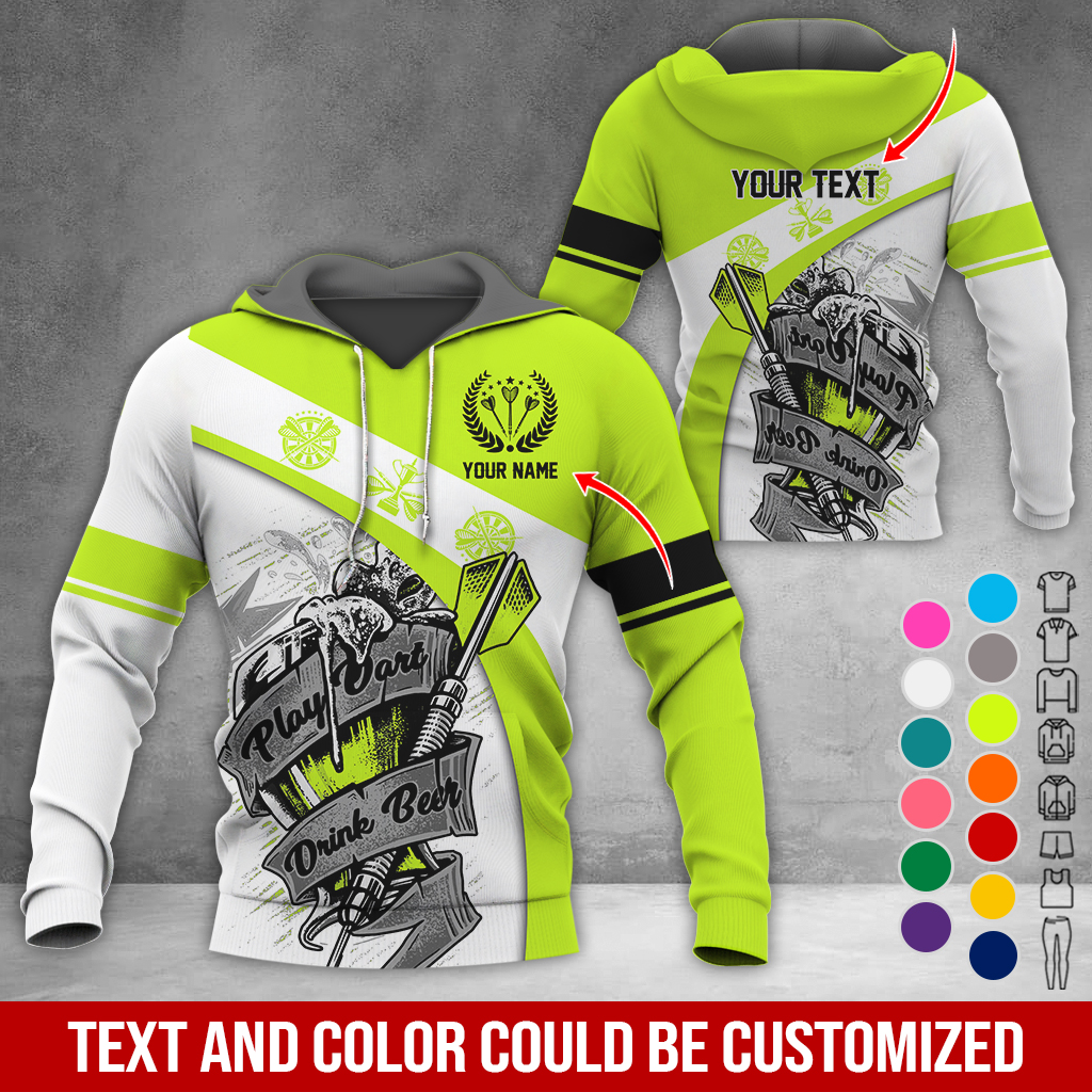 Personalized Name & Text Darts Premium Hoodie, Play Darts Drink Beer Hoodie, Perfect Gift For Darts Lovers, Friend, Family