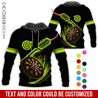Customized Name & Team Name Darts Premium Hoodie, Darts Pattern Shining Black Hoodie, Perfect Gift For Darts Lovers, Friend, Family