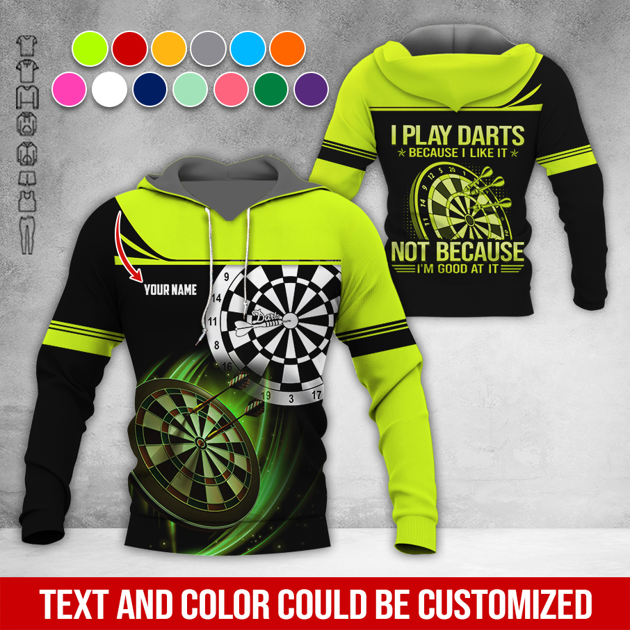 Customized Name Darts Premium Hoodie, I Play Darts Because I Like It Darts Hoodie, Perfect Gift For Darts Lovers, Darts Player