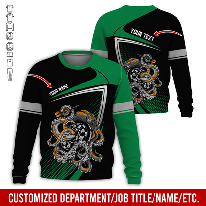 Customized Name & Text Darts Sweatshirt, Octopus & Dartboard Pattern Darts Shirts For Men & Women - Gift For Darts Lovers, Friend, Family