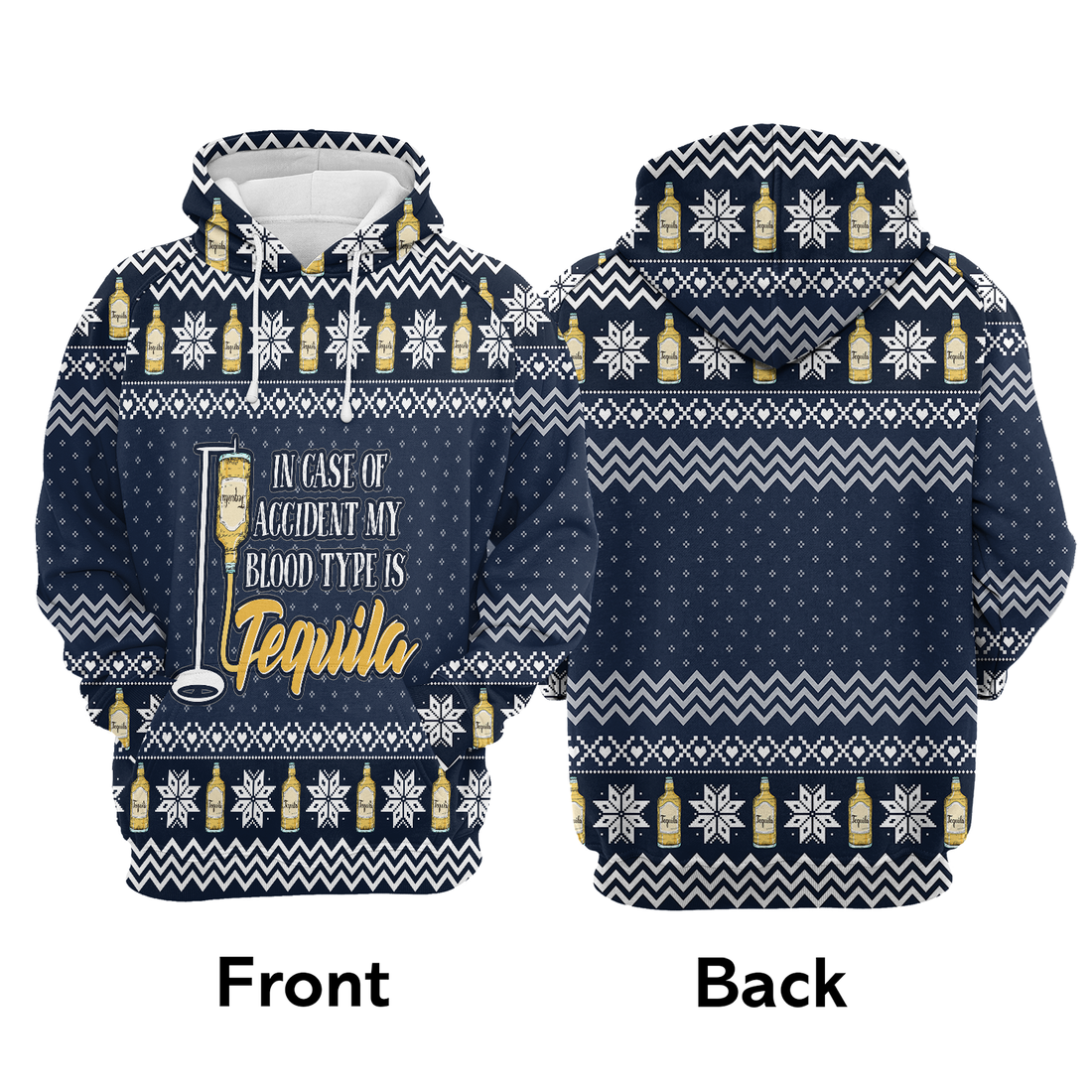 Tequila Premium Christmas Hoodie, My Blood Type Is Tequila Christmas Unisex Hoodie For Men & Women - Perfect Gift For Christmas, Tequila Lover