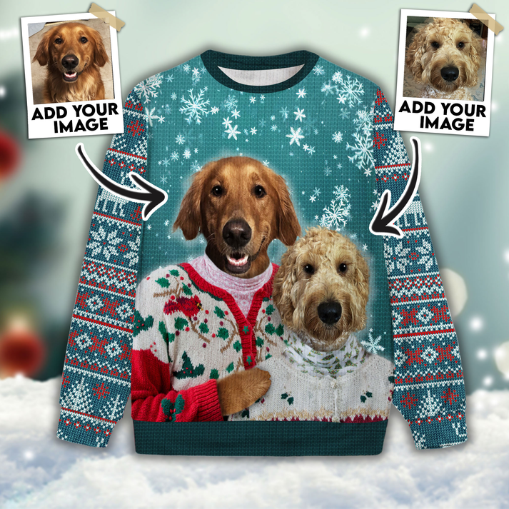 Custom Pet Ugly Sweater - Personalized Mutiple Pets Face on Funny Ugly Sweater, Custom knit sweaters For Dog Lovers, Friend, Family