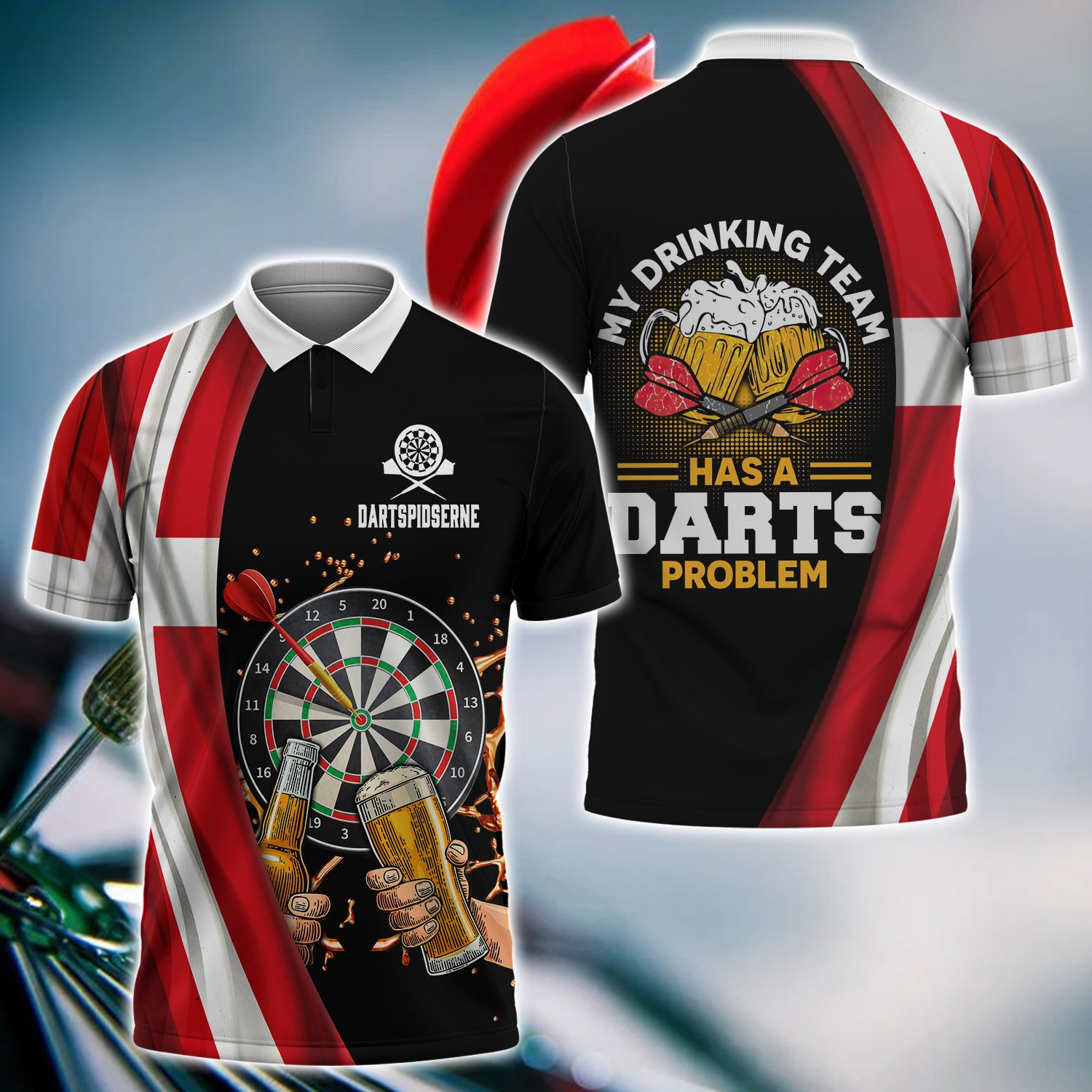 Darts Men Polo Shirt, Darts & Beer, My Drinking Team Has A Darts Problem Men Polo Shirt - Gift For Darts Players, Darts Lovers