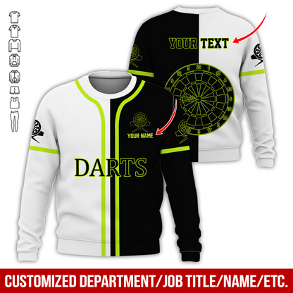 Customized Darts Sweatshirt, Personalized Name & Text Darts Sweatshirt, Black & White Sweatshirt, Perfect Gift For Darts Lovers, Darts Player