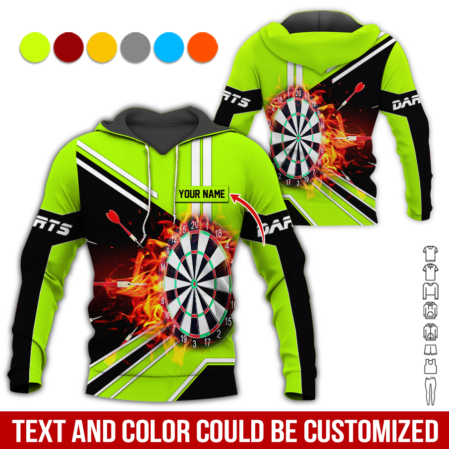 Personalized Flaming Dartboards Premium Hoodie ,Customized Name Hoodie, Perfect Gift For Darts Lovers, Darts Player