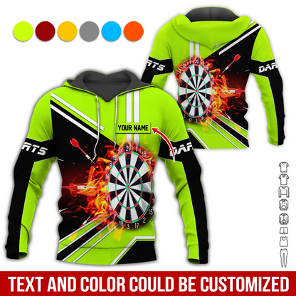 Personalized Flaming Dartboards Premium Hoodie ,Customized Name Hoodie, Perfect Gift For Darts Lovers, Darts Player