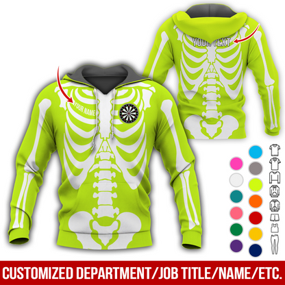 Personalized Skeleton Darts Premium Hoodie, Customized Name & Text Darts Hoodie, Perfect Gift For Darts Lovers, Darts Player