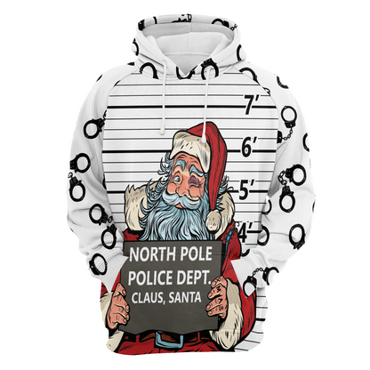 Santa Claus Arrested Pullover Premium Hoodie Arrested By North Pole Police, Perfect Outfit For Men And Women On Christmas New Year Autumn Winter
