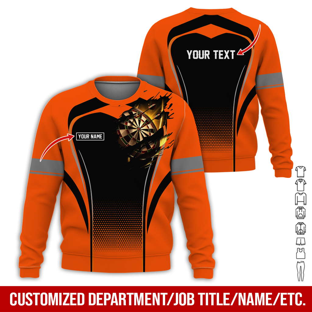 Customized Name & Text Darts Sweatshirt, Dartboards Pattern Sweatshirt For Men & Women - Gift For Darts Lovers, Friend, Family
