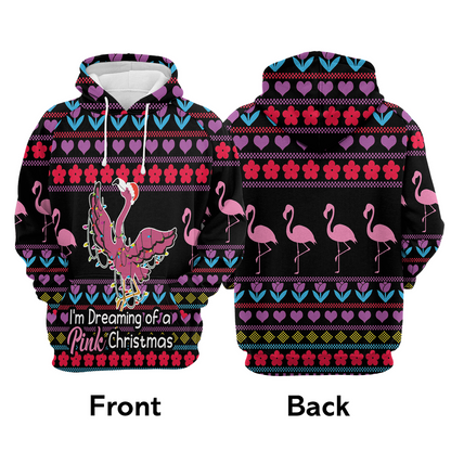 Flamingo Premium Christmas Hoodie, I'm Dreaming Of a Pink Christmas Unisex Hoodie For Men & Women - Perfect Gift For Christmas, Flamingo Lover