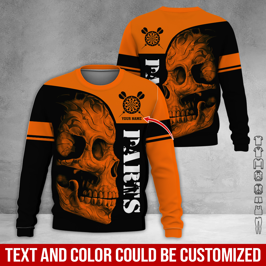 Customized Darts Sweatshirt, Skull Pattern Sweatshirt For Men & Women, Perfect Gift For Darts Lovers, Friend, Family