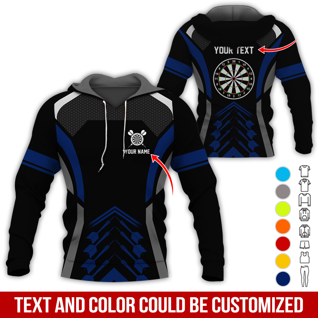 Customized Name & Text Darts Premium Hoodie, Dartboards Pattern Hoodie For Darts Player, Perfect Gift For Darts Lovers, Friend, Family
