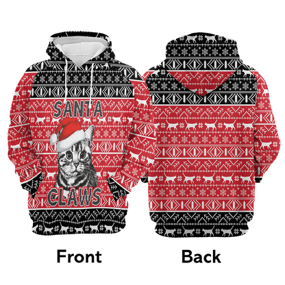 Cat Premium Christmas Hoodie, Santa Claws Cat Christmas Unisex Hoodie For Men & Women - Perfect Gift For Cat Lover, Christmas, Friends, Family