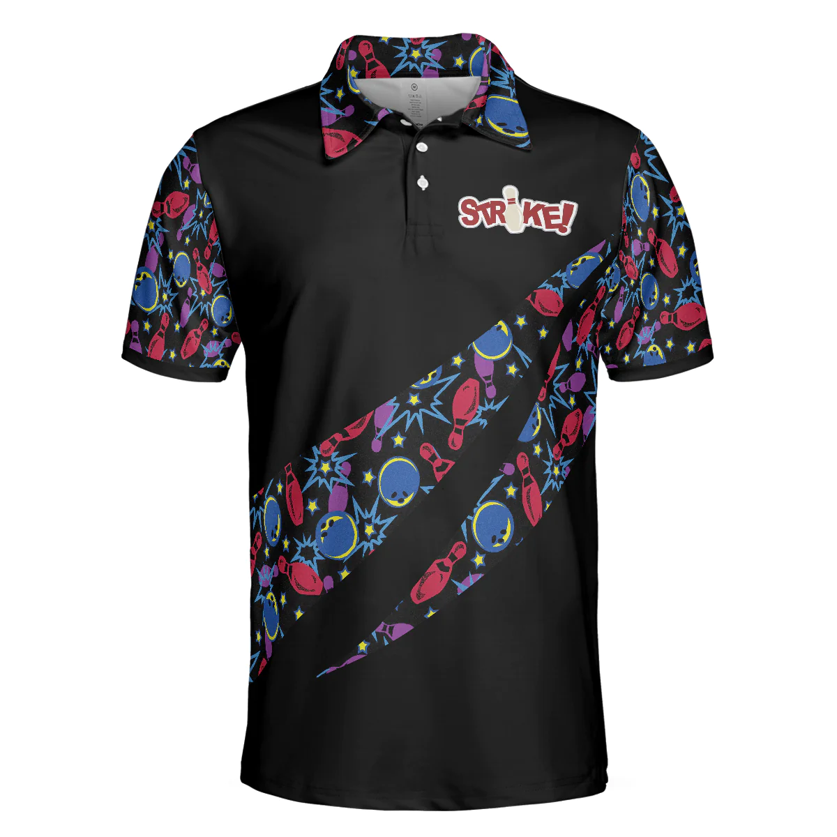 Bowling Men Polo Shirt - Split Happen Polo Shirt, Bowling Ball & Pin Seamless Pattern Bowling Polo Shirt - Gift For Friend, Family, Bowling Lovers
