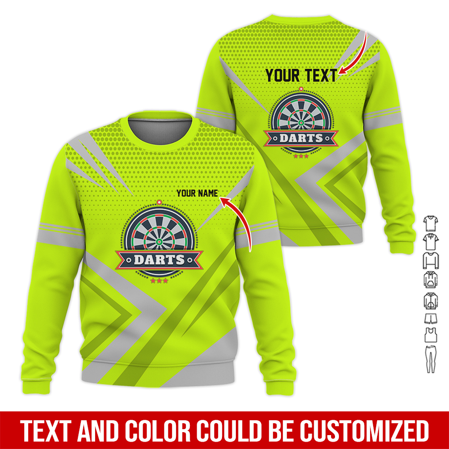 Customized Darts Sweatshirt, Personalized Name & Text Sweatshirt, 3 Star Darts Pattern Sweatshirt, Perfect Gift For Darts Lovers, Friend, Family