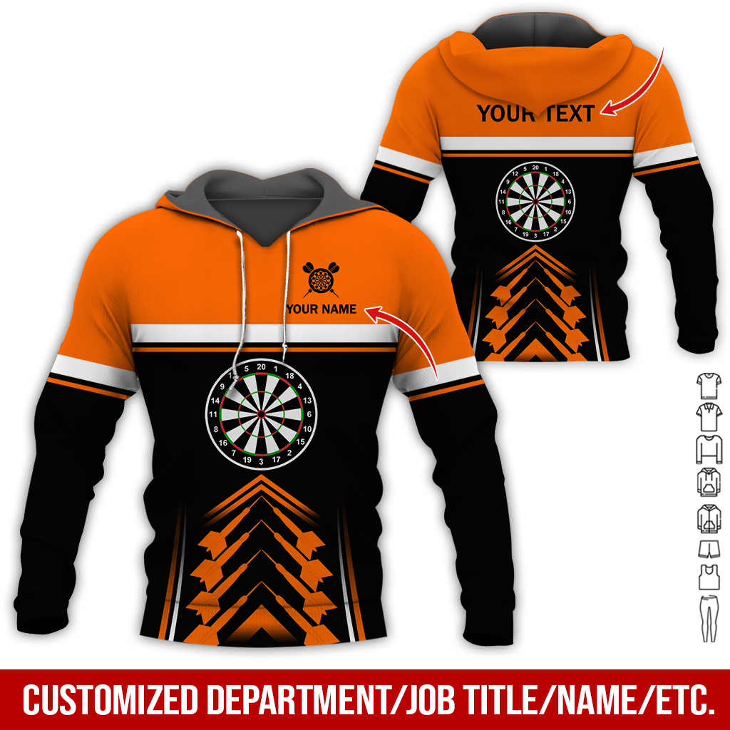 Customized Name & Your Text Darts Premium Hoodie, Darts Pattern & White Stripes Hoodie For Men & Women, Perfect Gift For Darts Lovers, Friend, Family