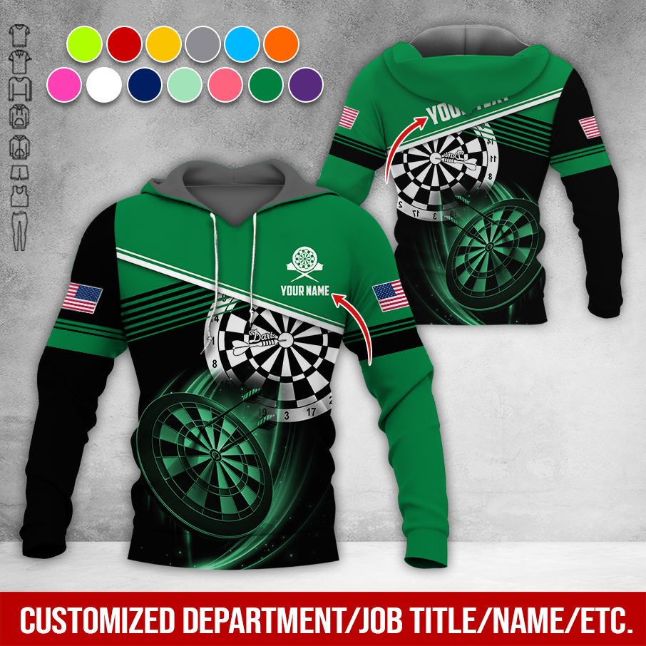 Customized Name & Text Darts Premium Hoodie, Custom National Flag, Darts Pattern Hoodie For Men & Women, Perfect Gift For Darts Lovers, Darts Player