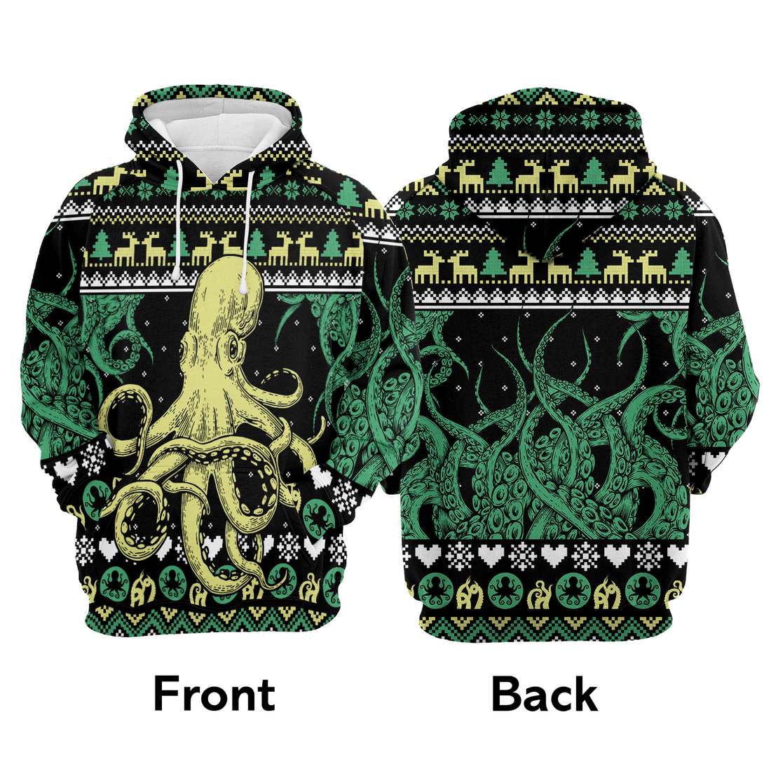 Octopus Premium Christmas Hoodie, Giant Octopus Christmas Unisex Hoodie For Men & Women - Perfect Gift For Christmas, Friends, Family