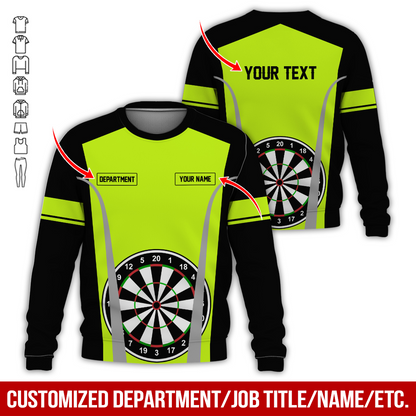 Customized Darts Sweatshirt, Personalized Name, Text & Department Sweatshirt, Play Darts Pattern Sweatshirt, Perfect Gift For Darts Lovers, Friend, Family