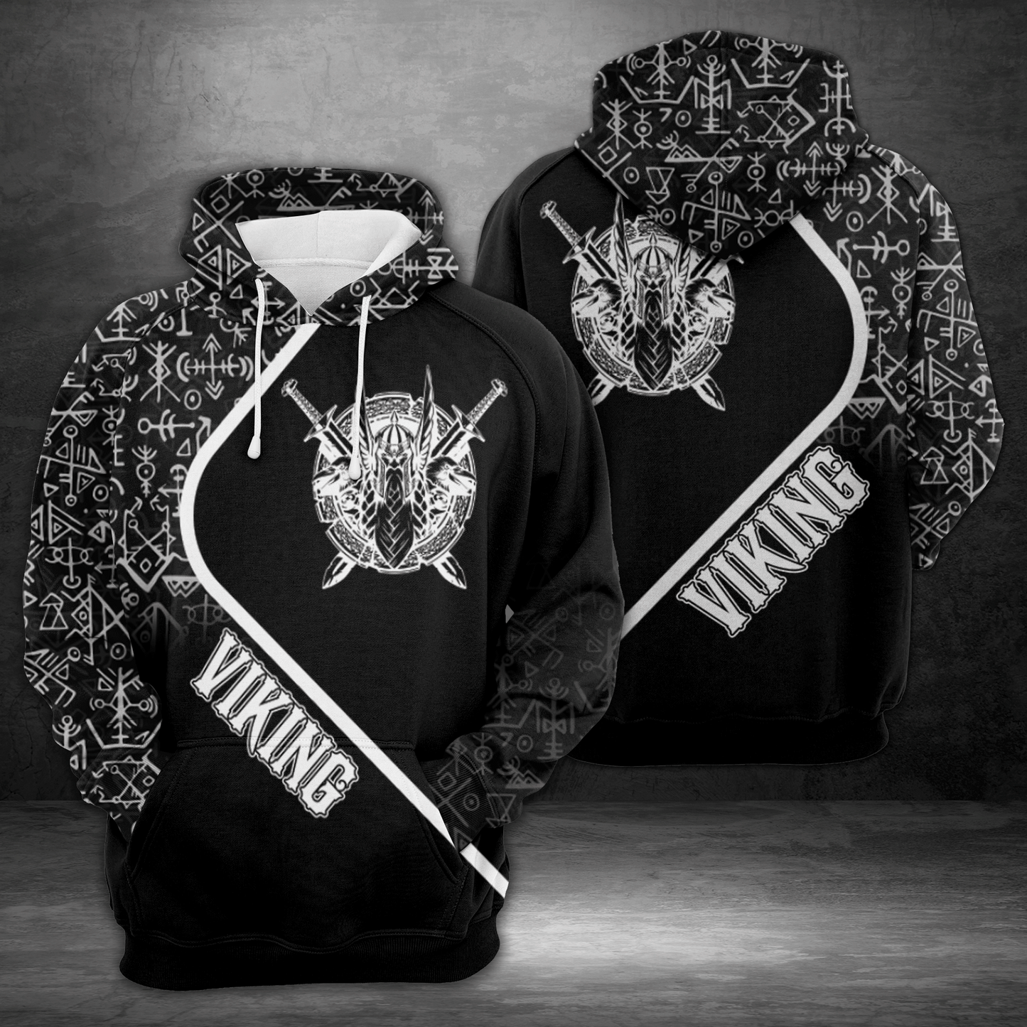 Viking Pattern Pullover Premium Hoodie, Perfect Outfit For Men And Women On Christmas New Year Autumn Winter