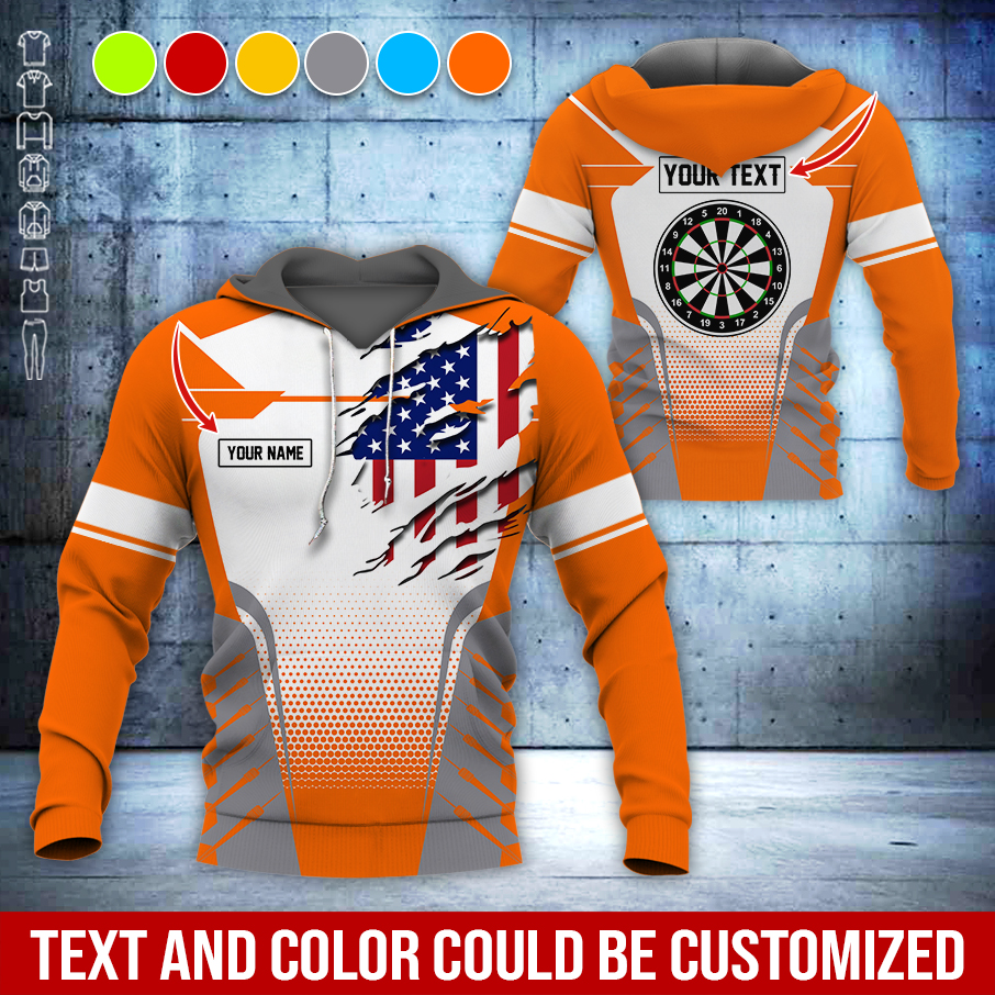 Customized Name & Text Darts Premium Hoodie, Custom Your Flag & Darts Hoodie, Perfect Gift For Darts Lovers, Darts Player