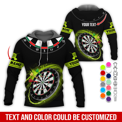 Customized Name & Text Darts Premium Hoodie, Darts Pattern Black Hoodie, Perfect Gift For Darts Lovers, Friend, Family