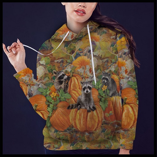 Raccoon Pumpkin Pullover Premium Hoodie, Perfect Outfit For Men And Women On Christmas New Year Autumn Winter