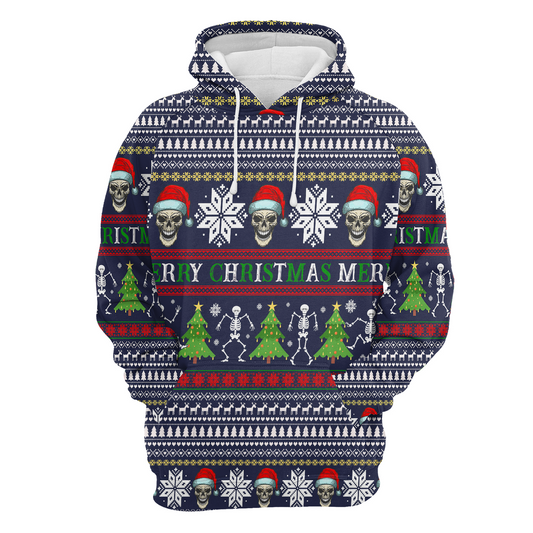 Skull Light Pullover Premium Hoodie Merry Christmas, Perfect Outfit For Men And Women On Christmas New Year Autumn Winter