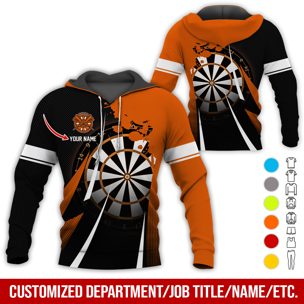Customized Name Darts Premium Hoodie, Ink Spill Pattern Darts Hoodie For Men & Women - Gift For Darts Lovers, Friend, Family