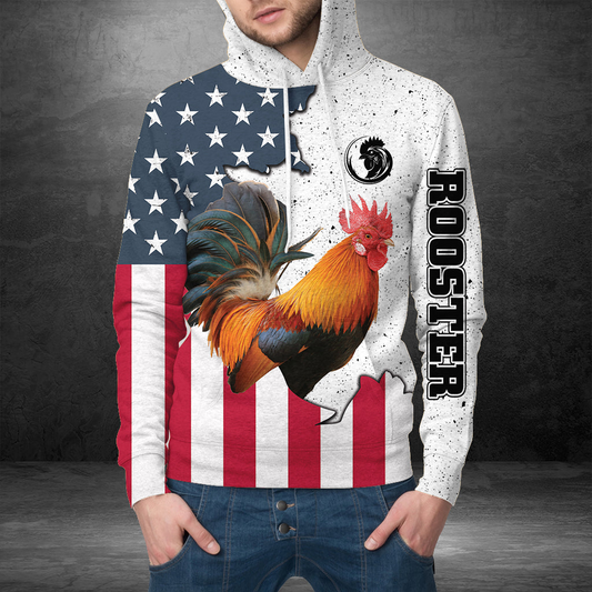 Rooster American Flag Pullover Premium Hoodie, Perfect Outfit For Men And Women On Christmas New Year Autumn Winter