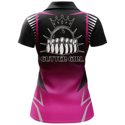 Bowling Custom Women Polo Shirt - Custom Name Polo Shirt, Gutter Girl Pink Bowling Personalized Bowling Polo Shirt - Gift For Friend, Family, Bowling Lovers