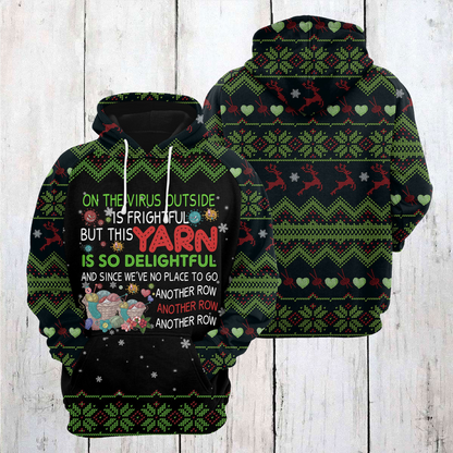 Yarn Christmas Pullover Premium Hoodie On the Virus Outside Is Frightful, Perfect Outfit For Men And Women On Christmas New Year Autumn Winter